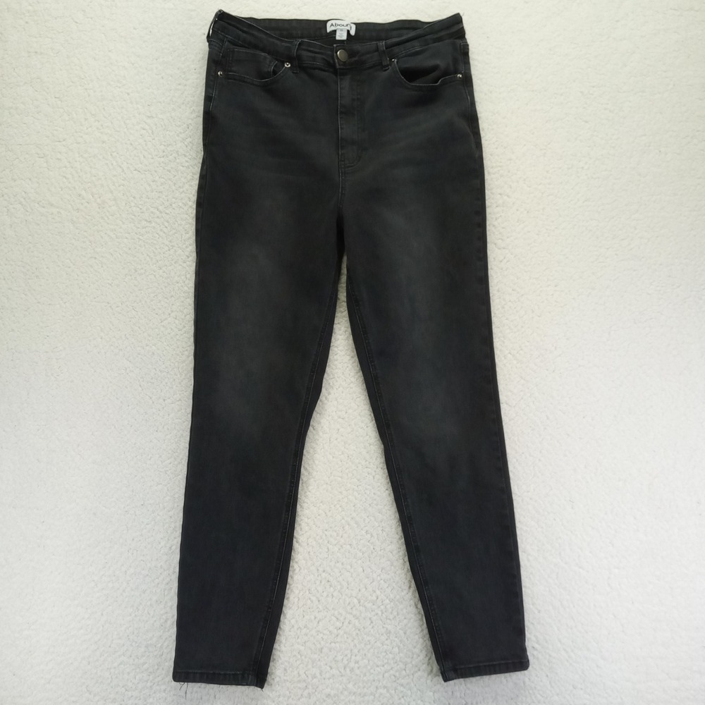 Abound Womens High Rise Skinny Jeans Faded Black Denim Size 33 Stretch RN58665